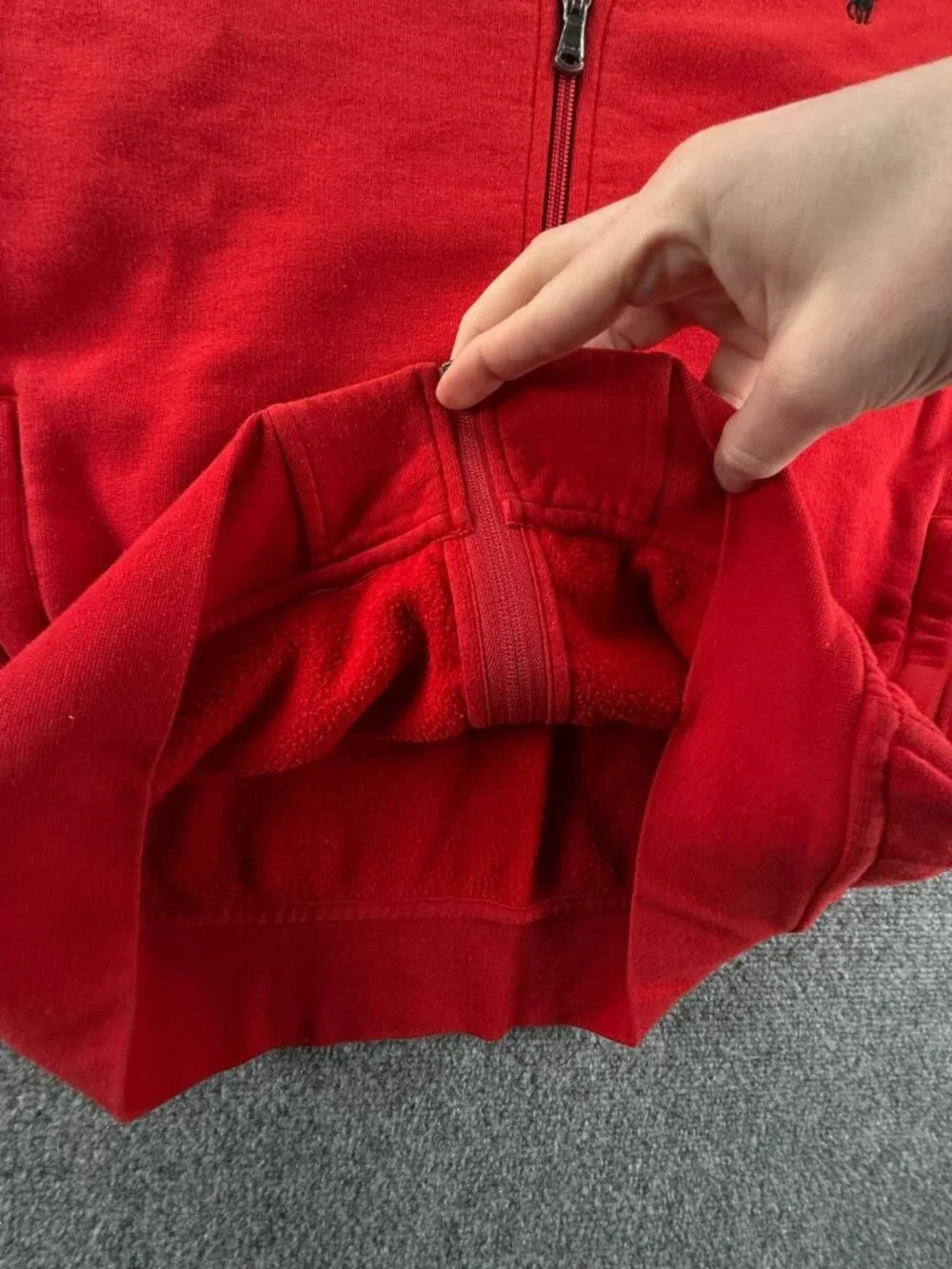 Polo Ralph Lauren Red Track Jacket Fleece Full Zip Medium Cotton Blend Pony